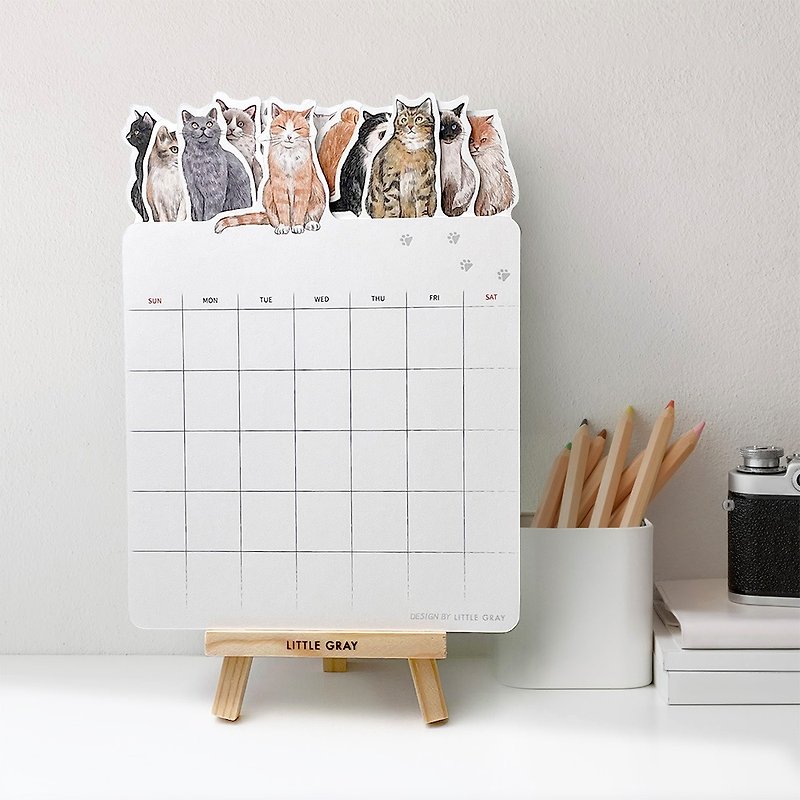 猫イラスト卓上カレンダー（ノンタイム版） - カレンダー - 紙 多色