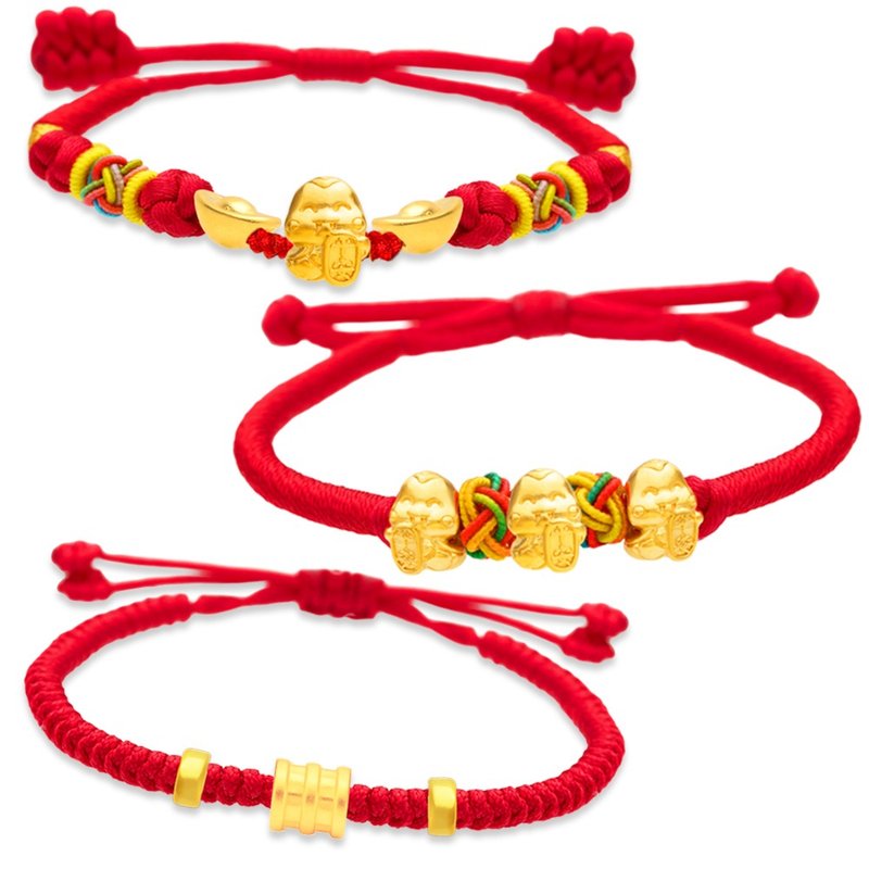 【童樂繪金飾】好運蛇進來 兒童紅編織手繩 多選 約重0.07錢 - 彌月禮盒 - 24k 金 金色