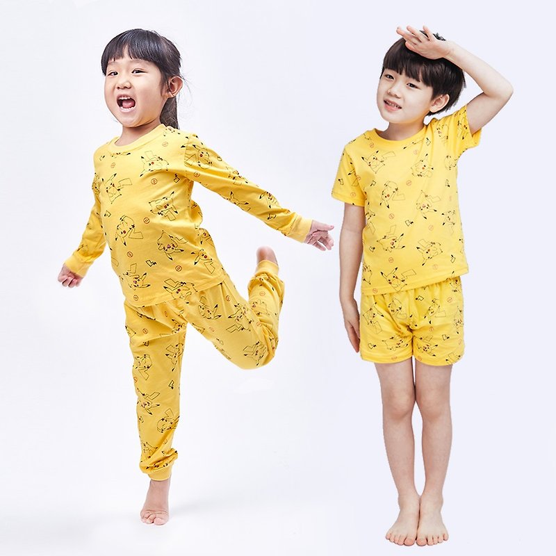 [ONEDER Wanda] Pokémon Pokémon Pikachu Cotton Children's Pajamas Set Home Service - Tops & T-Shirts - Cotton & Hemp 