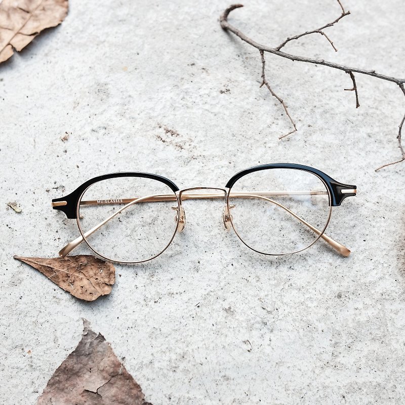 【目目商行】新款 輕量金屬眉框 黑金 - 眼鏡/眼鏡框 - 其他金屬 黑色