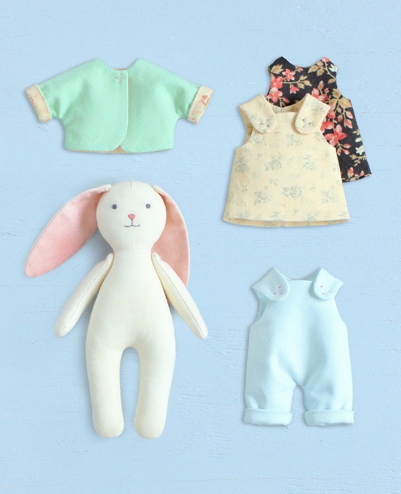 PDF Mini Bunny Doll with Set of Clothes Sewing Pattern - 手工藝教學/工具書 - 其他材質 