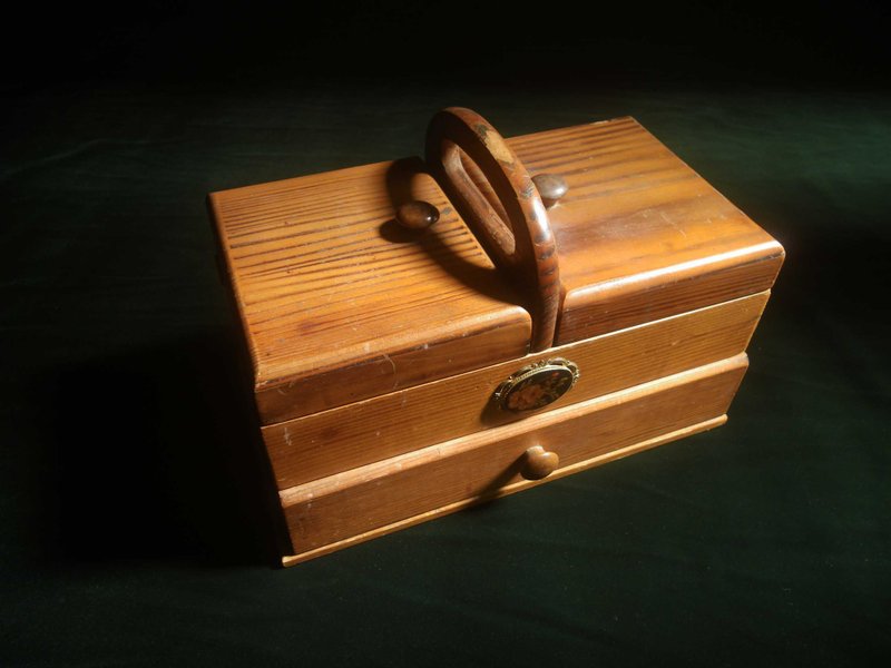 【OLD-TIME】Early second-hand antique Japanese wooden sewing box - Storage - Other Materials 