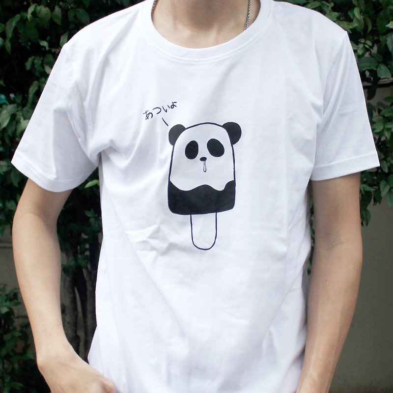 เสื้อยืดลาย Pop panda - เสื้อยืดผู้ชาย - ผ้าฝ้าย/ผ้าลินิน ขาว