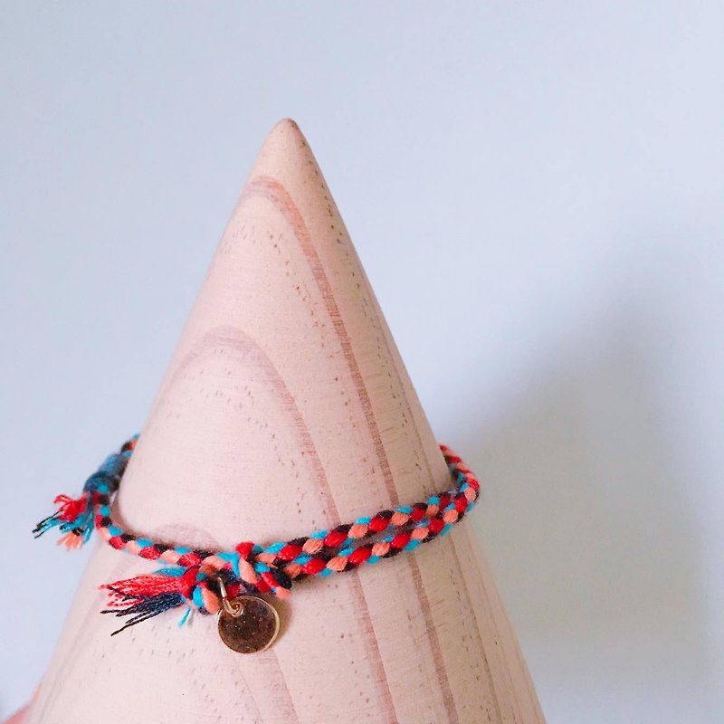 夏手編みロープ - 赤 - ブレスレット - コットン・麻 多色