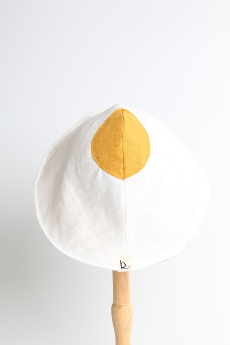 Bonbies handmade hat. Japanese pure cotton solid color double-sided double gauze. Sun egg fisherman hat - Bibs - Cotton & Hemp White