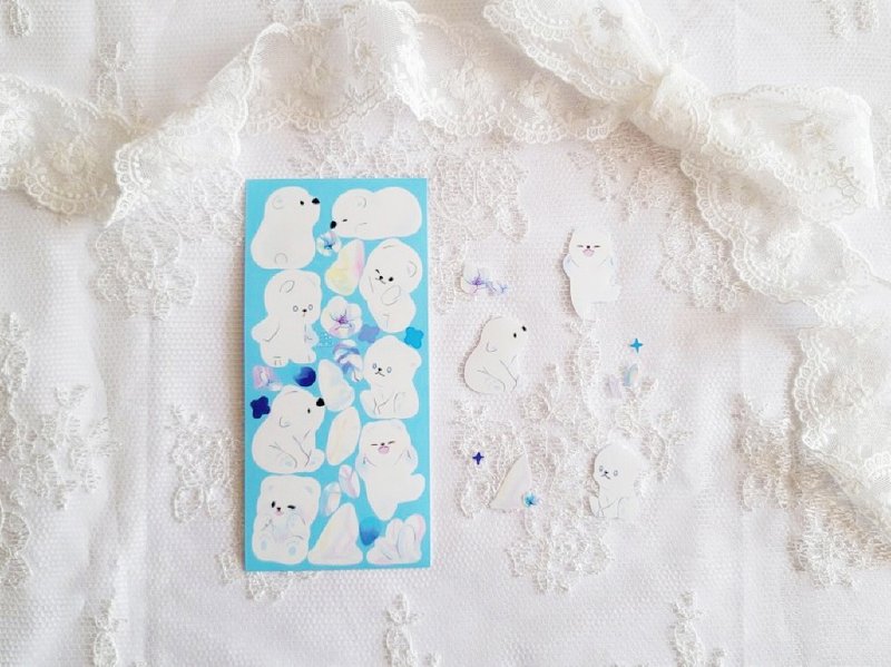 Polar Bear - cute animal seal sticker (hirin) - 貼紙 - 紙 白色