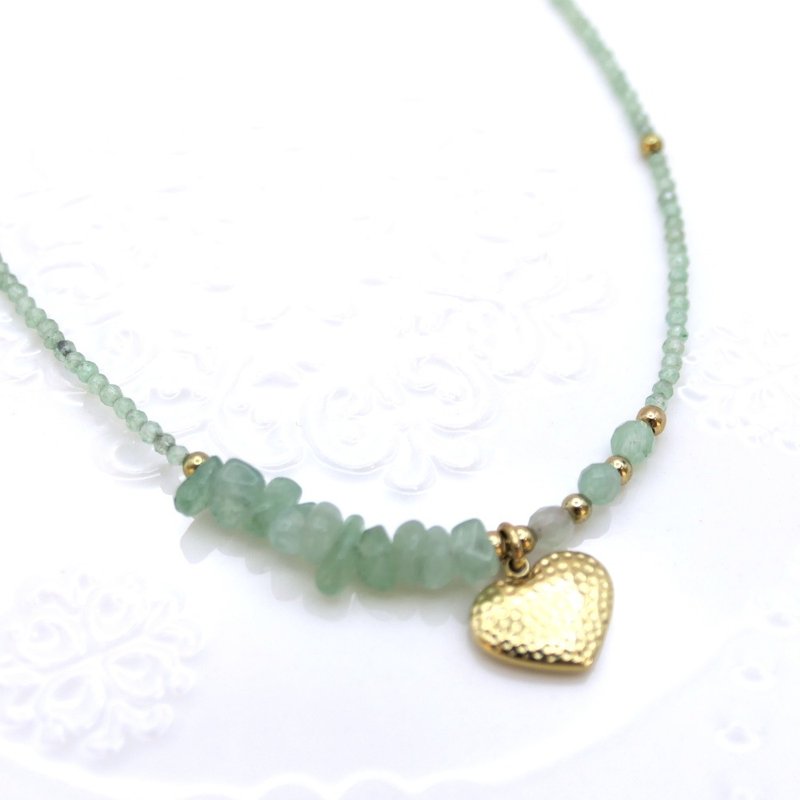 綠東陵切角珠 愛心墜飾 - 項鍊 - 半寶石 
