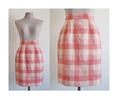 PaiissaraEveryday Vintage Cream Pink Check Mini Skirt