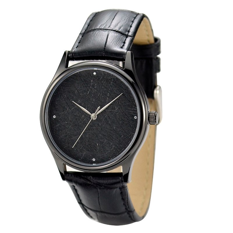 凹凸磨砂紋手錶 中性設計  全球免運 - 女錶 - 其他金屬 黑色