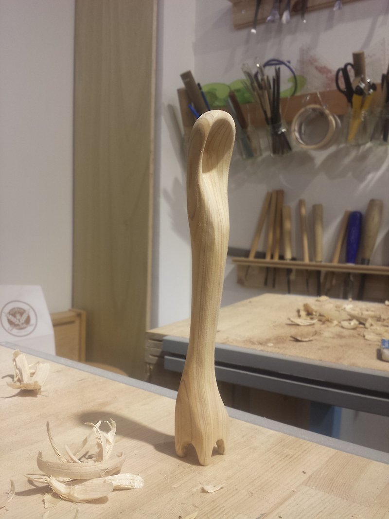 キリンの形をした木のスプーン - 木工/竹細工/ペーパークラフト - 木製 オレンジ