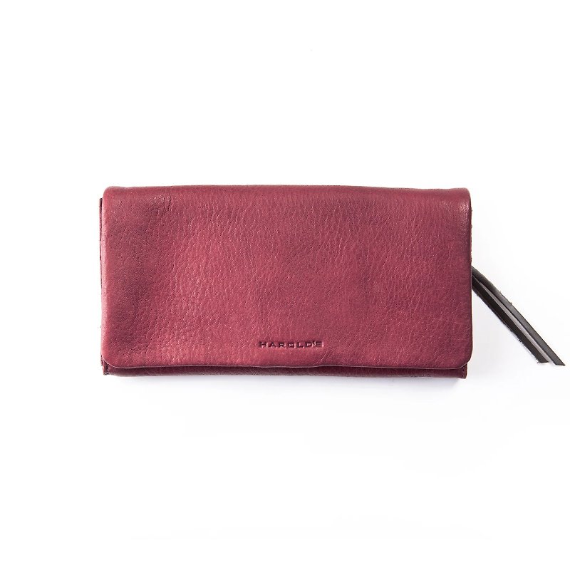 German Harolds Chakral long clip/red/genuine leather/wallet/wallet/handmade - Wallets - Genuine Leather Red