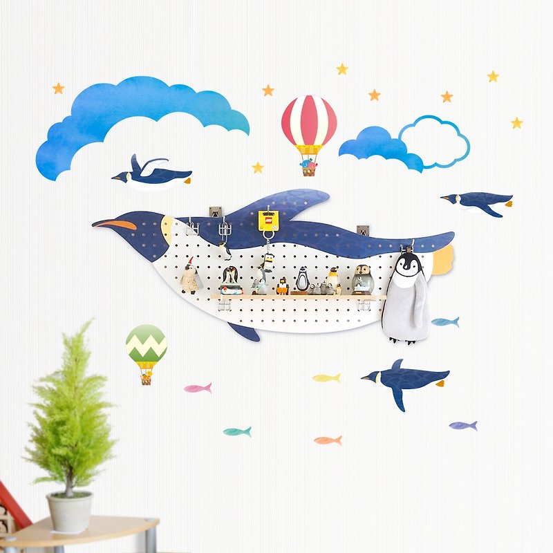 空飛ぶペンギンウォールハンガー - 收納箱/收納用品 - 木頭 藍色