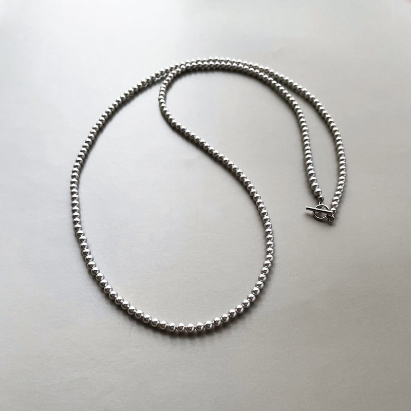 Silver pearl long necklace / 3WAY - Long Necklaces - Shell Silver