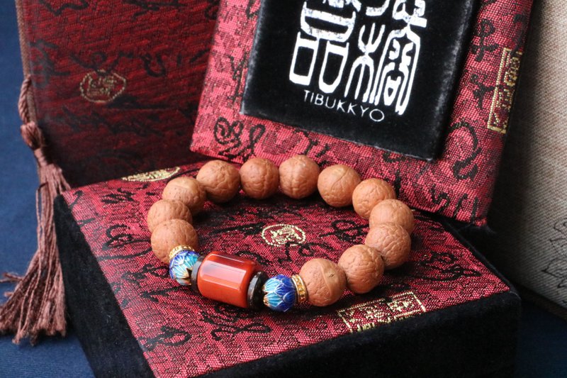 尼泊爾正統鳳眼菩提子 14mm 菩提子手珠 手串設計 火焰紋南紅瑪瑙 - 手鍊/手環 - 植物．花 