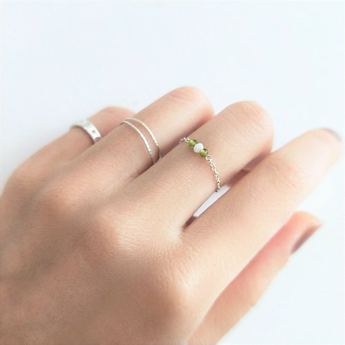 𝐙 𝐍 • 日苒手作 • 日式輕珠寶 │輕奢│摩根 綠橄欖 • 鏈戒 • 純銀戒指