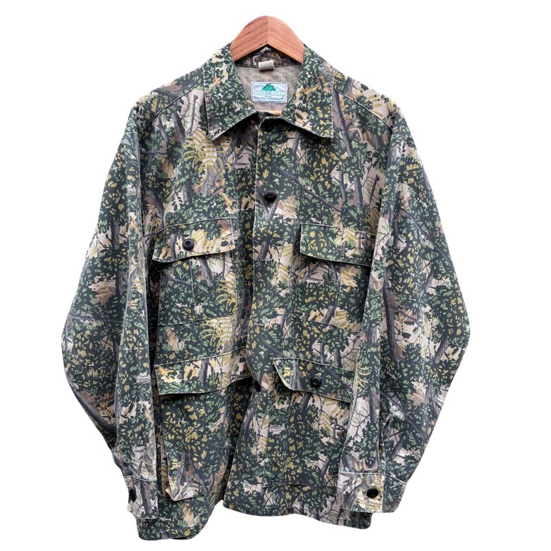 Vintage 80s Bushlan South Texas Camouflage 4-Pocket  Hunting Jacket - 男夾克/外套 - 棉．麻 綠色