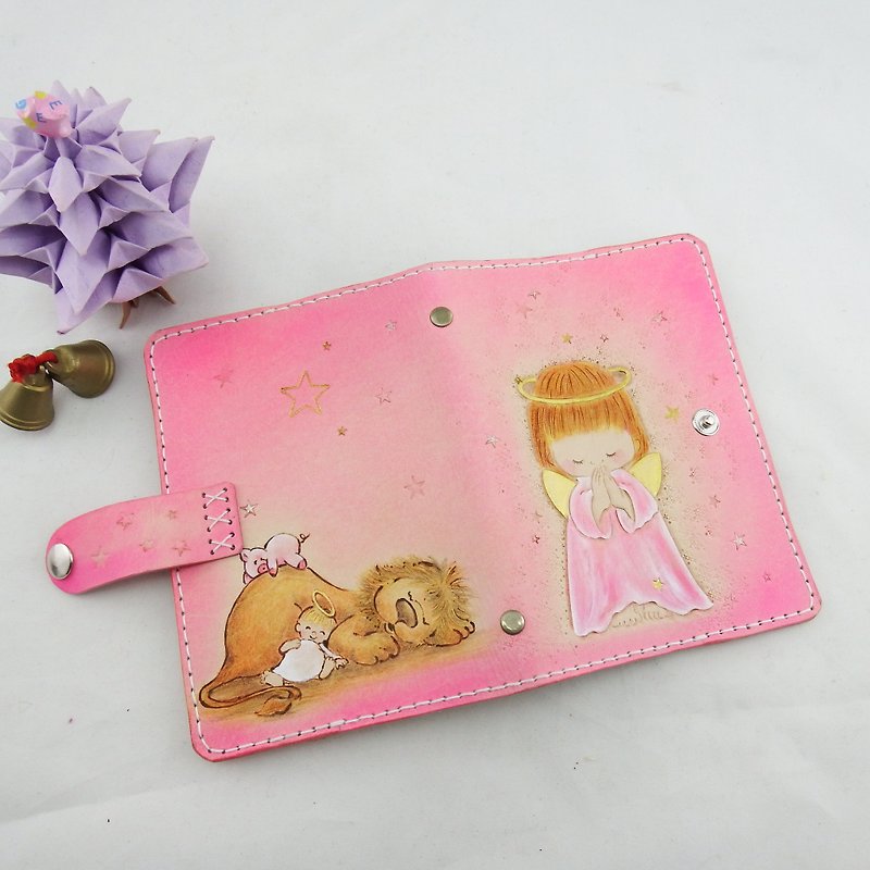 Angel A6 six-hole loose-leaf notebook plus leather bookmark - Notebooks & Journals - Genuine Leather Pink
