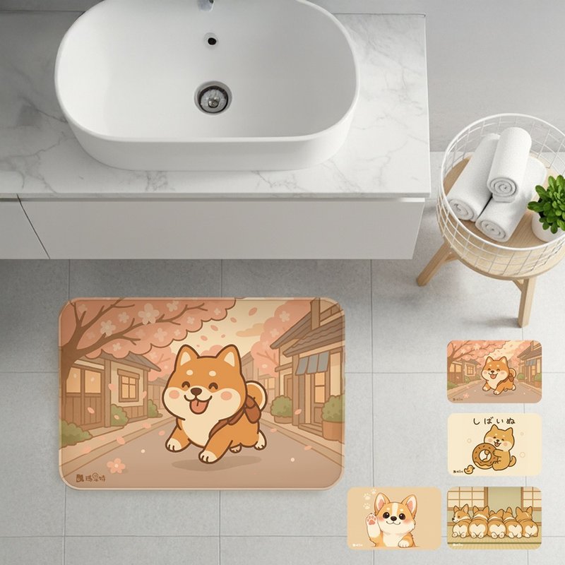 【瑪思特】軟式珪藻土吸水地墊 萌犬系列 (60x40cm) - 地墊/地毯 - 其他材質 多色
