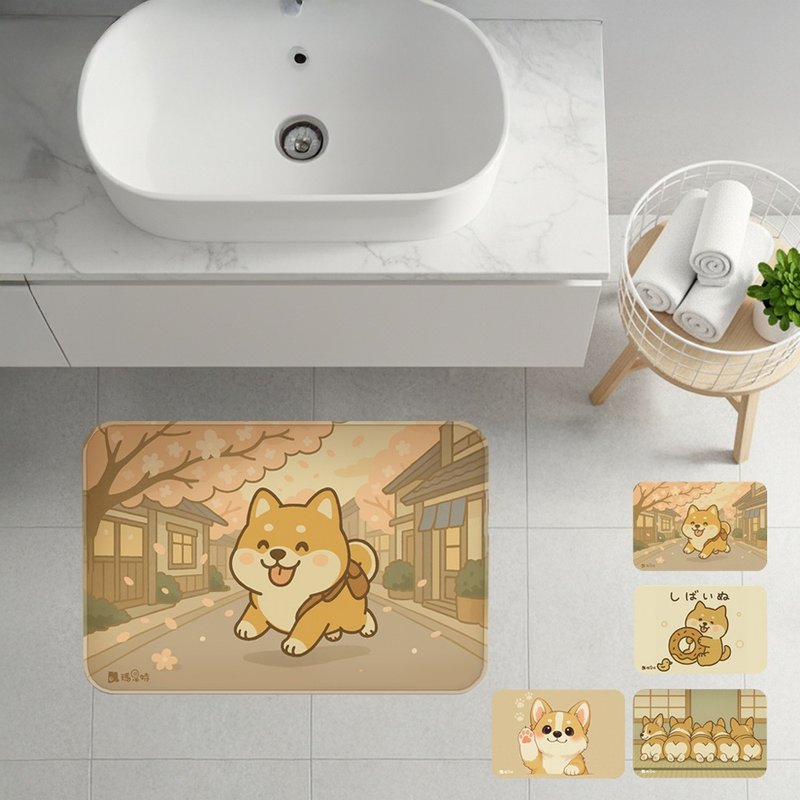 [Master] Soft Diatomaceous Earth Water-Absorbent Mat - Cute Dog Series (60x40cm) - Rugs & Floor Mats - Other Materials Multicolor