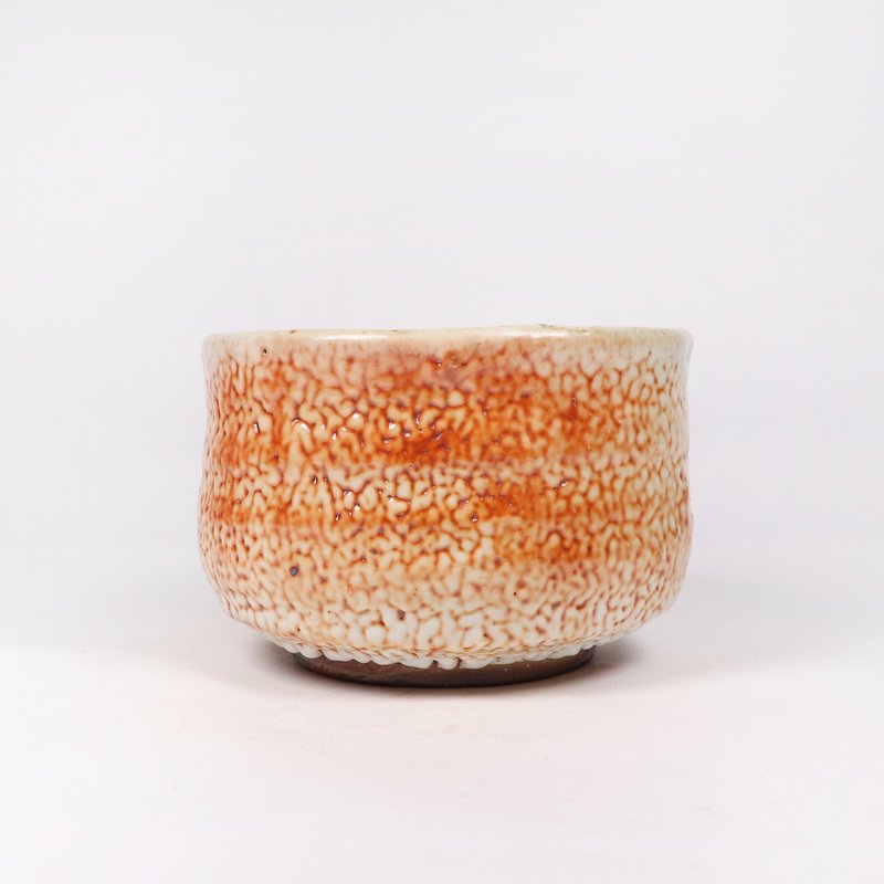 明芽窯 l 經典柴燒縮志野茶碗 陶器 陶藝品 茶具 H6 - 茶壺/茶杯/茶具 - 陶 橘色