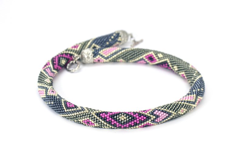 Seed Bead Necklace Bead Crochet Necklace Fashion Jewelry Gift For Wife - 項鍊 - 琉璃 灰色