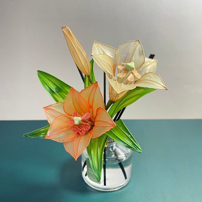 木瓜百合水晶花-擴香瓶裝飾 - 擺飾/家飾品 - 樹脂 橘色