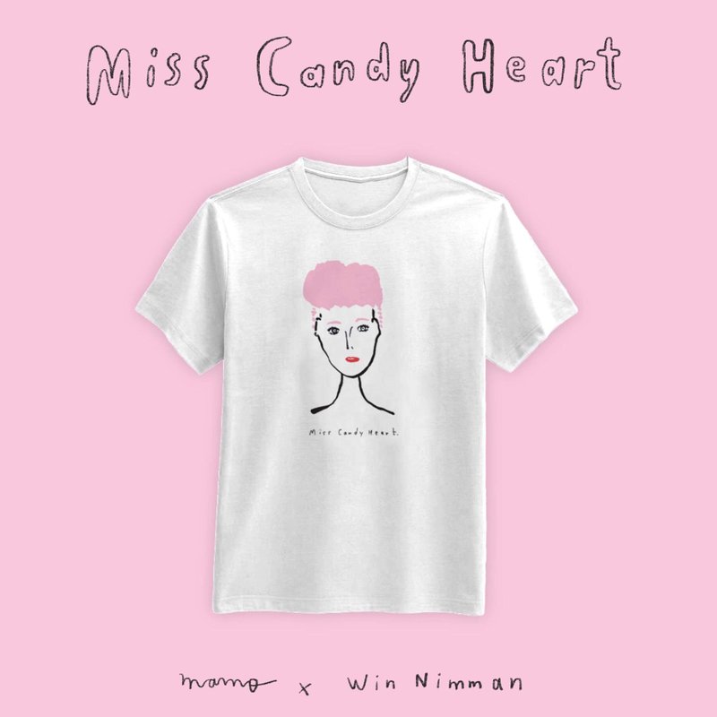 เสื้อยืด Miss Candy heart - เสื้อยืดผู้หญิง - ผ้าฝ้าย/ผ้าลินิน ขาว