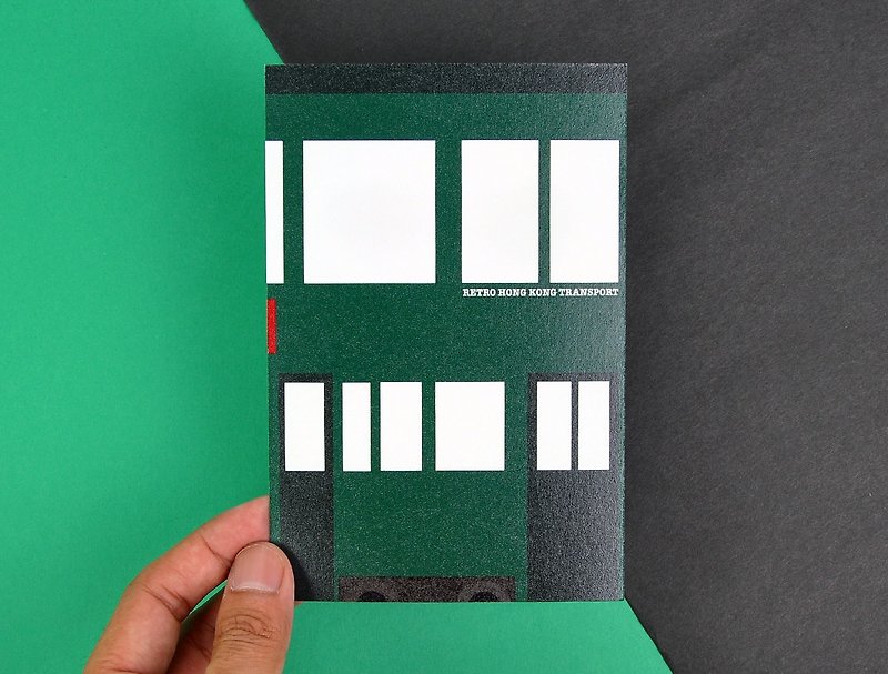 Retro Means of Transports in Hong Kong Style Postcard - Tram - การ์ด/โปสการ์ด - กระดาษ สีเขียว