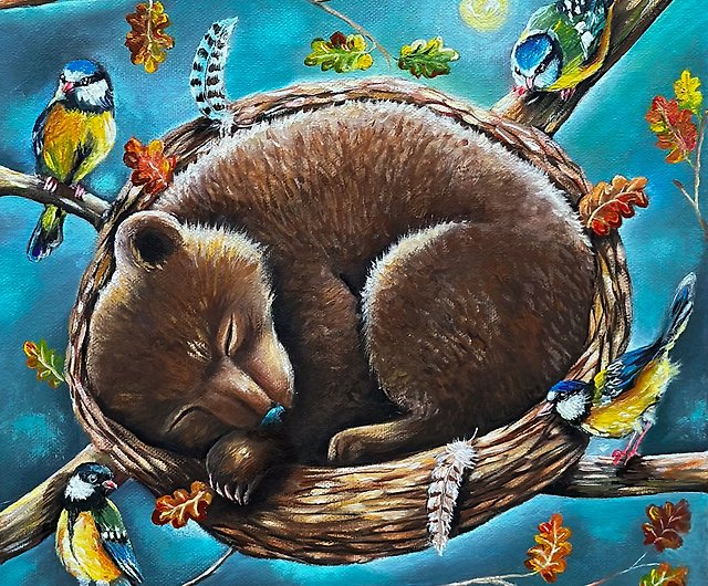 22,246円「知性と暴力」アクリル画 熊の動物画