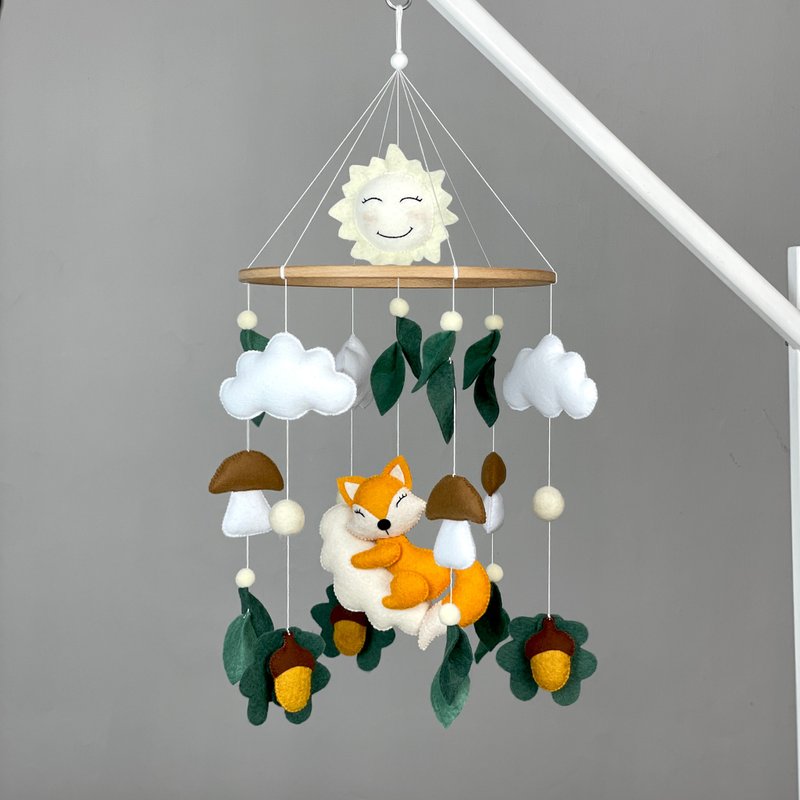 Woodland baby mobile crib Fox nursery decor Forest mobile Woodland baby shower - Kids' Toys - Other Materials Green