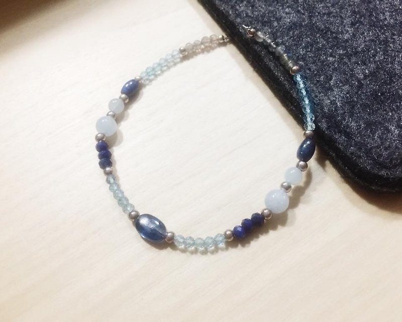 :: Welfare :: MH Sterling Silver Natural Stone Custom Series _ Sea and Blue Sky - Bracelets - Gemstone Blue