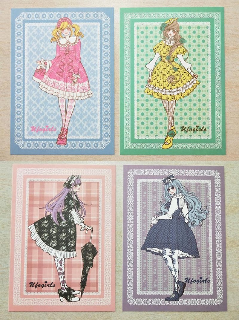 ロリータ・ ファッション少女－ ポストカード4枚セット - カード・はがき - 紙 多色