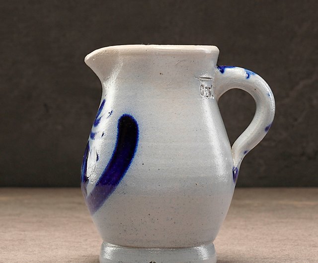 ドイツ製 Westerwald 手描き コバルトブルー塩釉陶器 ミルク ジャグ 