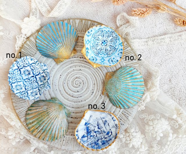 ホタテ貝殻リングディッシュ|風車|アンティークヴィンテージタイル