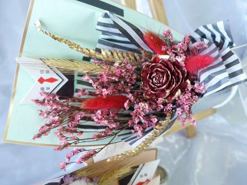 [2018 graduation bouquet] red gold wood rose bouquet / graduate / red gold life - Dried Flowers & Bouquets - Plants & Flowers Red