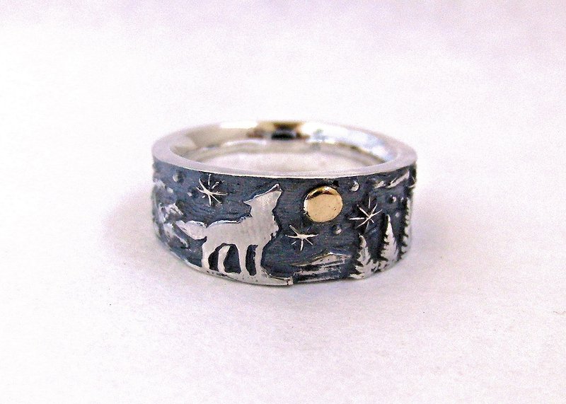 Silver ring lunar bond wolf - General Rings - Other Metals Silver