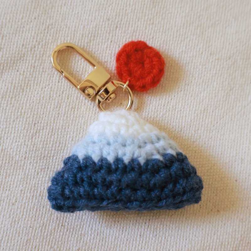 帶著走的富士山01-耳機扣環/包包吊飾/禮物 - 吊飾/掛飾 - 棉．麻 藍色