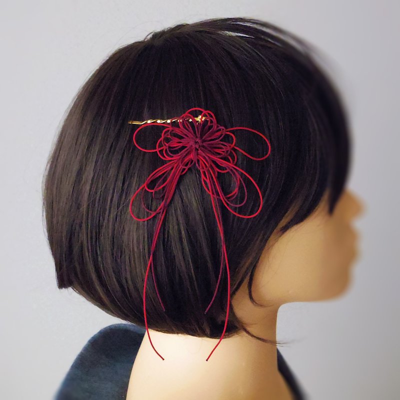 ヘアピン　瞠り、あざや - 髮圈/髮夾 - 其他金屬 紅色