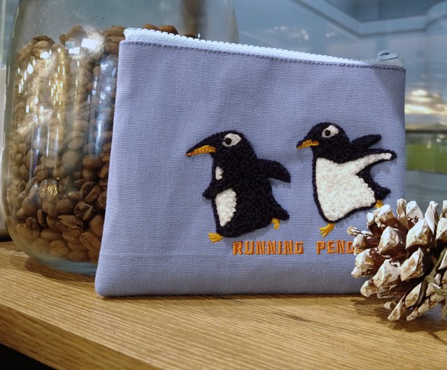 走るペンギン小銭入れ】可愛いアニマルペンギン 立体刺繍 小銭入れ