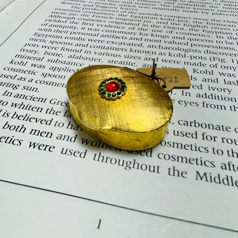 Italian gold-plated embossed locket set with red Gemstone - อื่นๆ - โลหะ 