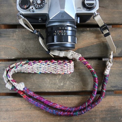 相機背帯/Camera strap/Crazy-color麻紐ヘンプカメラストラップ/ベルト