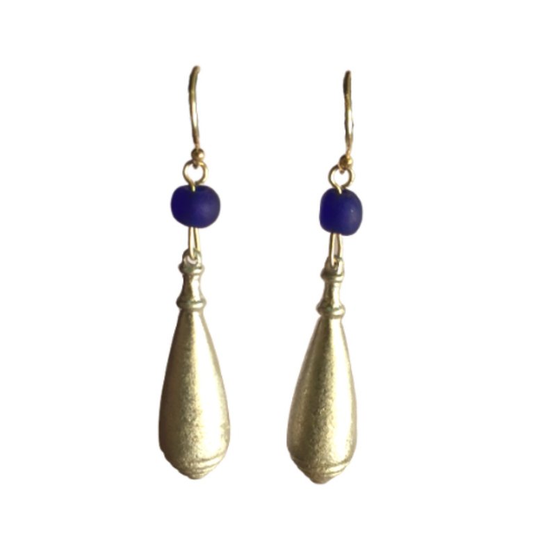 Recycled Bomb Drop Earrings, Laos - ต่างหู - โลหะ สีเงิน