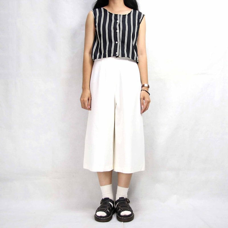 Tsubasa.Y Ancient House 003 Ancient Pants Skirt, Shorts Pants Skirt Pure White Elegant Vintage - Women's Shorts - Polyester White