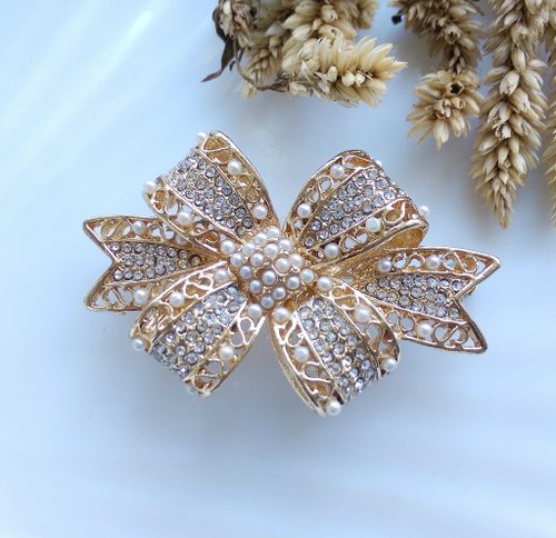 grosse リボン ブローチ 美品 ヴィンテージ 1937 ドイツ ヴィンテージジュエリー 西洋アンティークジュエリー 高級ビーズ