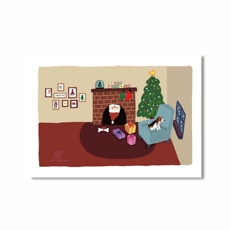 聖誕明信片 // 聖誕汪旺來 // - 卡片/明信片 - 紙 紅色