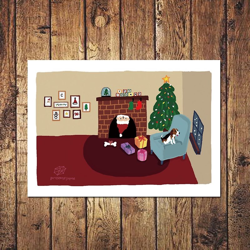 Christmas postcard // Christmas Wang Wanglai // - การ์ด/โปสการ์ด - กระดาษ สีแดง