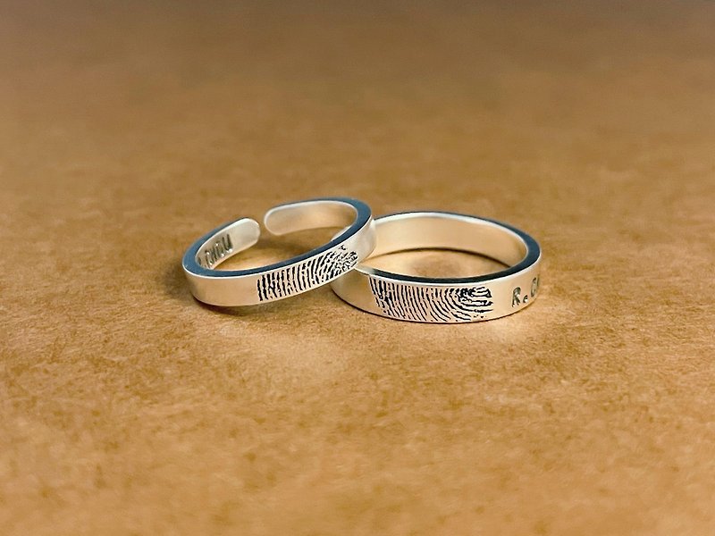 Fingerprint ring/fingerprint imprint/sterling silver ring/couple ring/handmade wedding ring/handmade metalworking - General Rings - Sterling Silver 