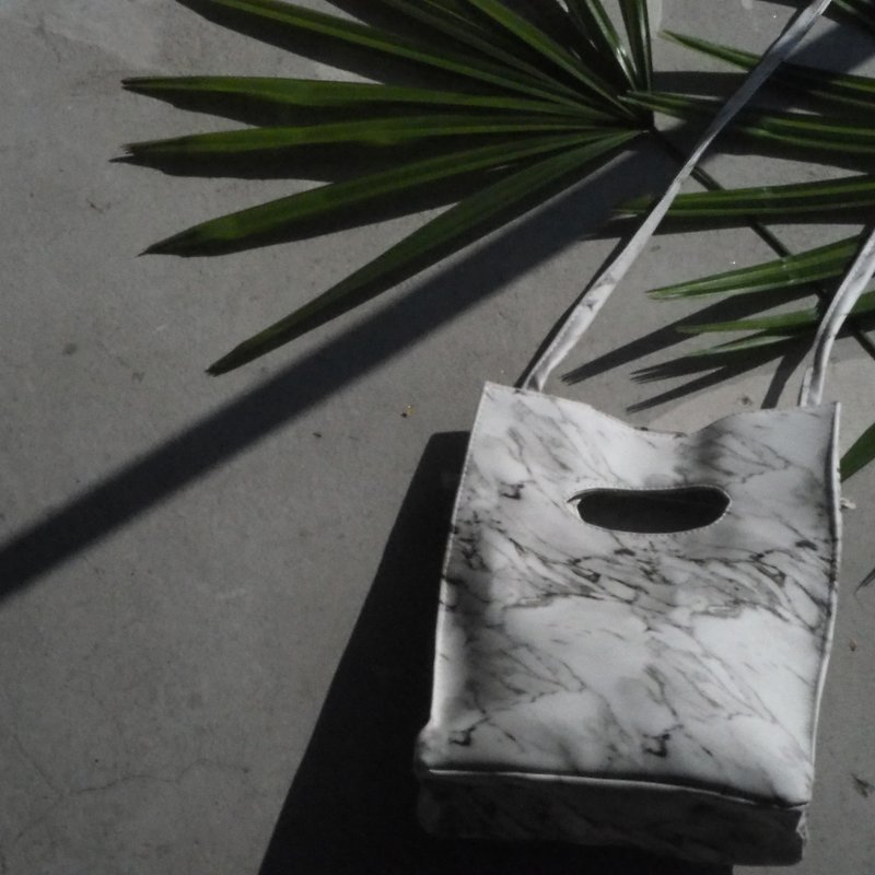 WHITE MARBLE BOX BAG - Messenger Bags & Sling Bags - Genuine Leather 