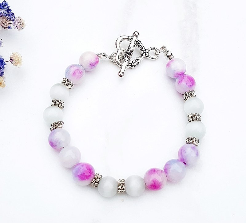 <Psychedelic affair - an affair> Persian jade bracelet natural stone Stone x Hands custom personalized - Bracelets - Paper Purple