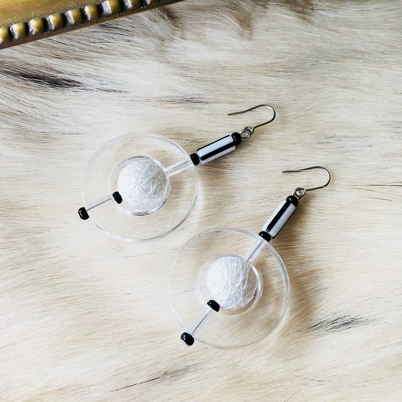 Clear circle earrings - ต่างหู - ผ้าไหม สีใส